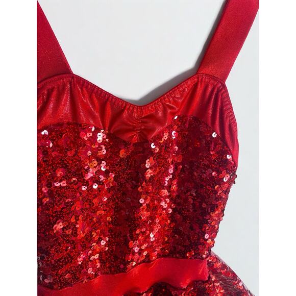 A Wish Come True Red Sequin Dance Dress Girls SA 5-6Y Pageant Costume USA - Picture 2 of 6